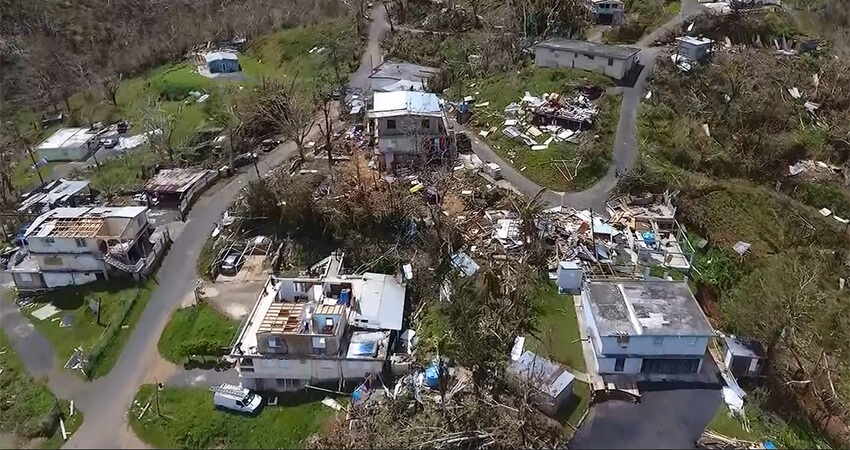 Distruction of homes in Puerto Rico after Hurricane Maria