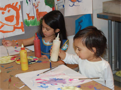 painting pictures for children. Children painting in the