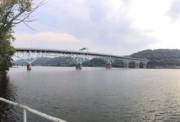 View of the Lock & Dam No. 2 of the Allegheny River, taken from the north shore and facing south.