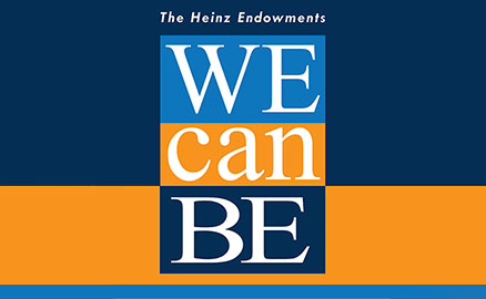 Orange and blue logo with "We Can Be".